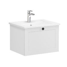 Vitra Root Classic 68772 Lavabo Dolabı, Tek Çekmeceli, 60 Cm, Mat Açık Gri, Köşeli Lavabolu